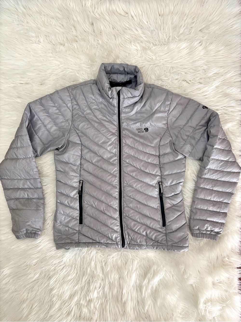 Mountain Hardwear Nitrous Micro Ratio Goose Down Jacket Silver Puffer Ski Size S